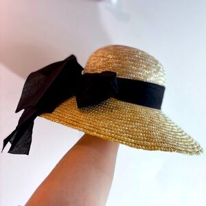 KYI KYI Canada Hat 100% Straw With Fabric Bow Made in Canada